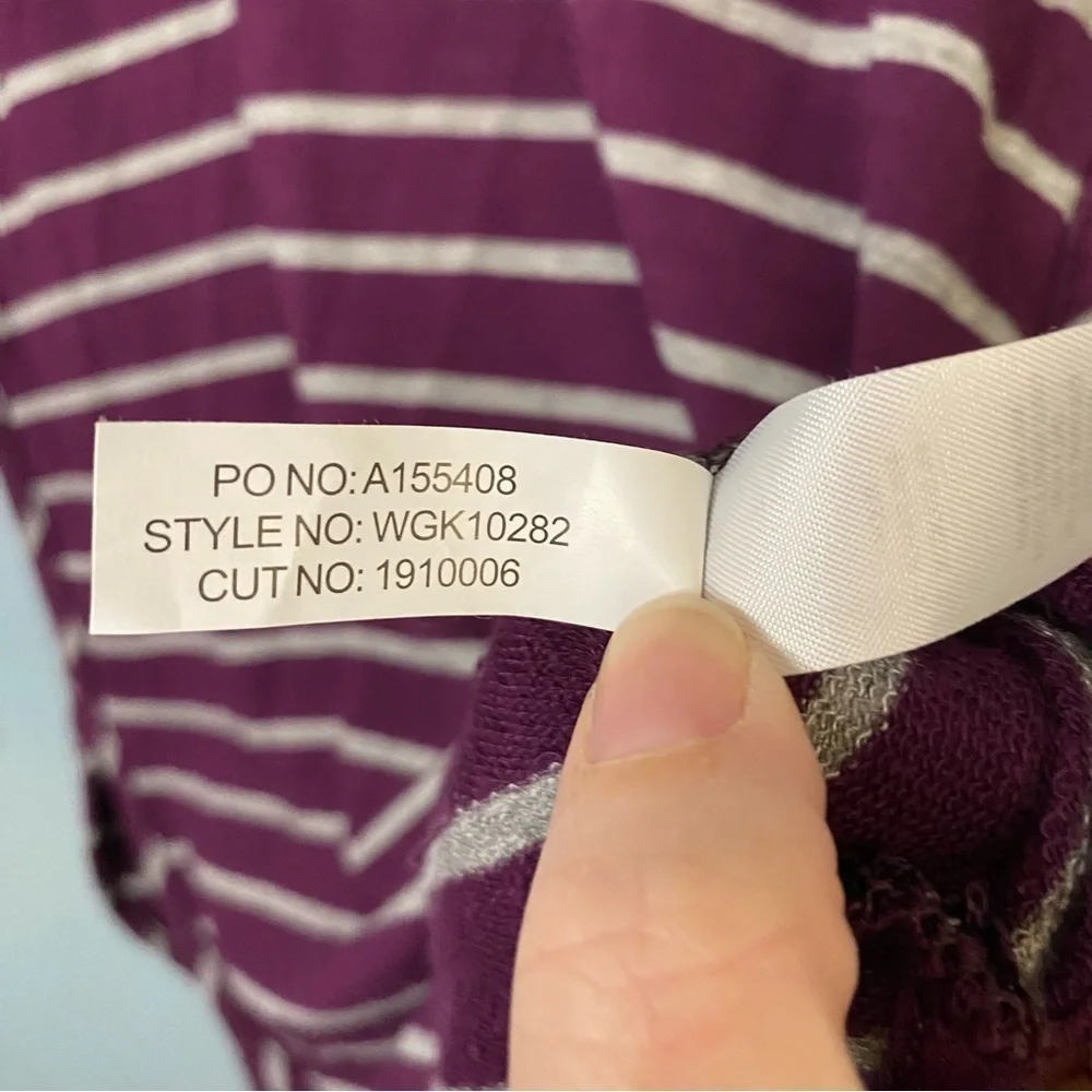 Market & Spruce Plum Purple Striped Long Sleeve Top Size M - Picture 6 of 6